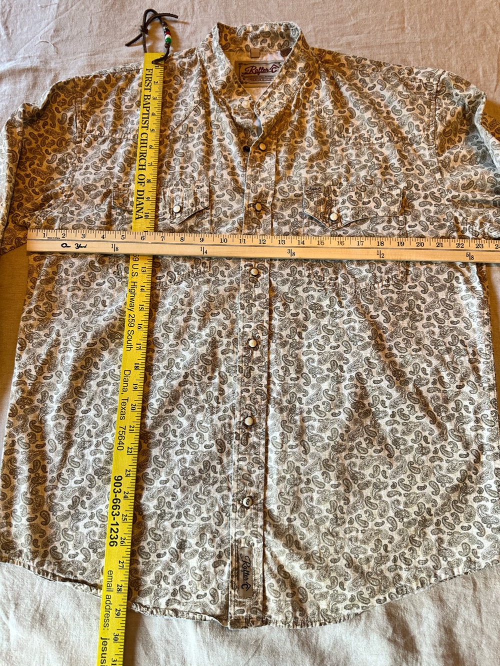 Rafter C Cowboy Collection 100% Cotton Mens Pearl Snap Western Shirt - Picture 6 of 8